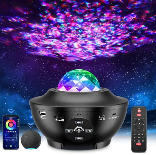 Sternenhimmel Projektor, LED Galaxy Nachtlicht Projektor mit Bluetooth Lautsprecher, Timer, Fernbedienung, Sternenprojektor Night Light für Kinder Erwachsene Schlafzimmer Geschenk Party (Black)