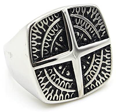 Vintage Herren Wikinger Kompass Ring massiver 316L Edelstahl Punk Rock Kreuz Ring einzigartiges Hip Hop Biker Schmuck Geschenk