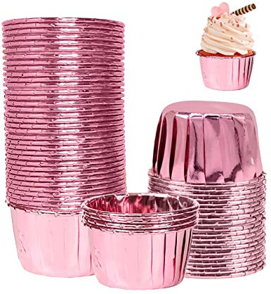 60 Stück Cupcake Muffin Förmchen aus Aluminiumfolie, Muffin Backförmchen papier Cupcake-Hüllen, Einweg-Backbecher für Geburtstage Hochzeiten Partys Muffinform Pudding Snacks Dessert Weihnachten Dekor