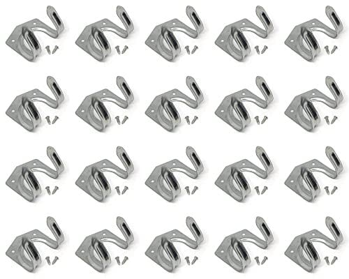 1Buy UK 20 x Storage Wall Hooks Workshop Tool Garden Shed Garage Double Metal Space Saver Set with Screws Hangers Brackets for Hanging Tools Set of (20)