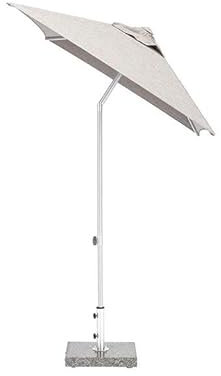 KETTLER EASY PUSH neigungsverstellbarer Stockschirm 150x210 cm | rechteckig | Schirmstock Aluminium silber | Bezug hellgrau meliert 100% Polyester | Mittelmastschirm mit UPF 50+ Sonnenschutz