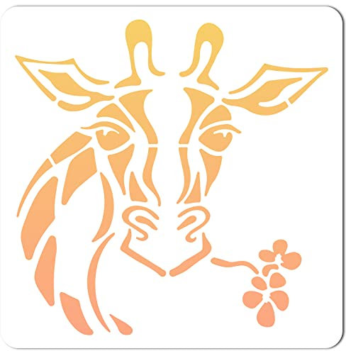GORGECRAFT Große Giraffen-Schablonen 12x12 Zoll Wiederverwendbare Tierschablone Giraffen-Porträt-Schablone Schilder Dekoration Zum Malen Auf Holz Wand Scrapbook Karte Boden Leinwand Fliesenzeichnung