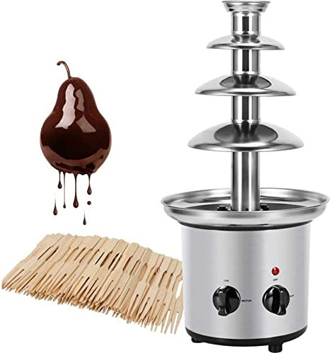 4-Tier Chocolate Fountain Machine, Commercial Stainless Steel Chocolate Fountain Cheese Heated Melting Machine, for Birthday Celebration, Party Restaurant Wedding