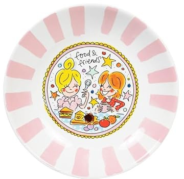 Blond Amsterdam Tiefes Teller Friends Ø23 cm Rosa Streifen – Für Suppe, Salat & Pasta – Kombinierbar mit Eben Quatschen Kollektion