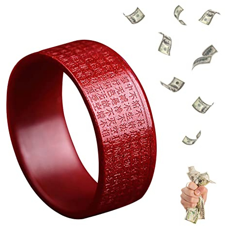 HETICA Cinnabar Feng Shui Ring für Männer und Frauen, Anziehung von Reichtum und Glück, Geldamulett, Muttertagsgeschenke, US 6, Zinnoberfarben, Kein Edelstein