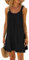 Women's Casual Summer Beach Dress Solid Color Sleeveless Backless U Neck Beachwear Bikini Cover Up (A-Black, M)
