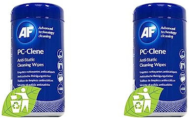 AF Anti Static PC Cleaning Wipes - for PC & Laptop Hard Surfaces, Desk, Desk Phone, VR, Headset, Games Console & Controller, Printers & More. (Pack of 2)