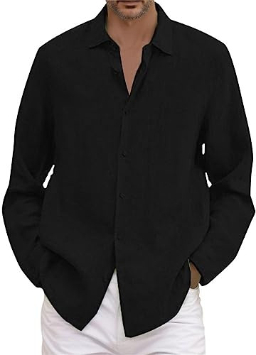 MeiLyviba Schwarzes Hemd Herren Herrenhemd Businesshemden Hemden Oberhemden Männer Große Größen Übergrößen Bügelfrei Kentkragen Oberteile Langarmshirt Langarm Comfort Fit Freizeithemden Business