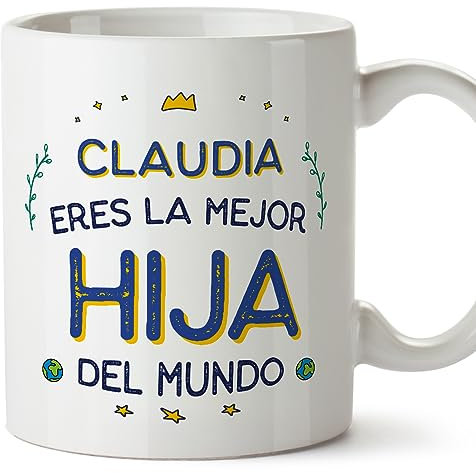 MUGFFINS Tazas Personalizadas para HIJA - En Español - Mejor del Mundo - 11 oz / 330 ml - Regalo personalizable original y divertido