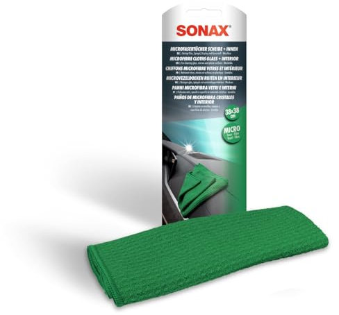 SONAX MicrofaserTuch Scheibe+Innen (1 Stück) hochwertig, saugfähig & fusselfrei zur Streifen- & fusselfreien Reinigung von Glas, Spiegel, Display & Kunststoffoberflächen | Art-Nr. 04984000