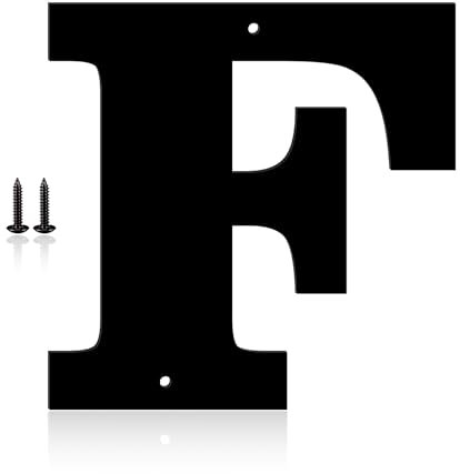 Monlyey - Numero civico in metallo – Numeri e lettere durevoli per cassette postali esterne, case, case coloniche, garage, negozi, uffici e hotel (nero, F)