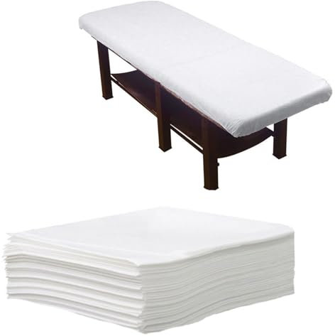 10 Stk Einweg Bettlaken, Einweg Massagetisch Bettlaken, Massageliege Bezug Vliesstoff,einweg bettlaken wasserdicht und öldicht,Vlies-Bettlaken für Schönheitssalon, Spa,Massageliege100 x 200 cm (Weiß)