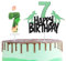 Dinosaur Cake Topper with Number Candle & Dino Candles - Happy 7th Birthday Dinosaur Theme Party Cake Decorations