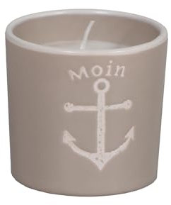 Seaside No.64 - maritimes Steingut-Geschirr in beige - Mix & Match Serie aus Keramik - nautische Motive zum Kombinieren - Küchenzubehör, Geschenkartikel (Kerze, Anker)