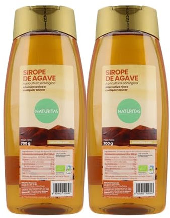 Pack 2x Sirope de Agave bio 100% Puro con Antigoteo 700 g Naturitas Essentials | Prebiótico | Bajo índice glucémico | Alternativa al azúcar