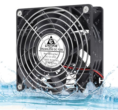 GDSTIME Ventilateur de refroidissement IP67 120 mm x 38 mm haute performance 12 V à double roulement à billes pour PC