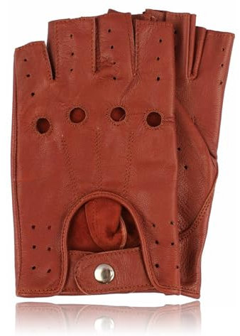 COLOURLINX Mitaines unisexes pour homme et femme en cuir véritable véritable pour conduite, cyclisme, gym, moto, fauteuil roulant, gants demi-doigts pour sports de plein air et motard (cognac, taille