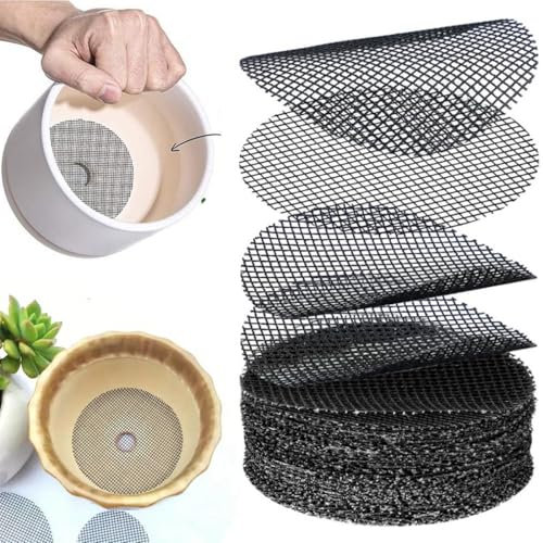 AOEVUIR 100 Pcs Jardinería Maceta Agujero Malla Rejilla Inferior de la Maceta Malla Almohadilla Planta Bonsái Rejilla Flores Malla Almohadilla Planta Malla para Bonsai Jardinería Maceta Agujero Mat