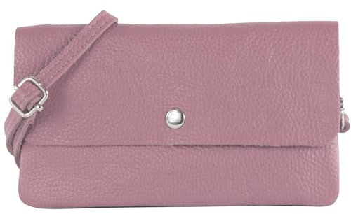 modamoda de - T257 - Echtleder Umhängetasche Small made in Italy, Farbe:Altrosa