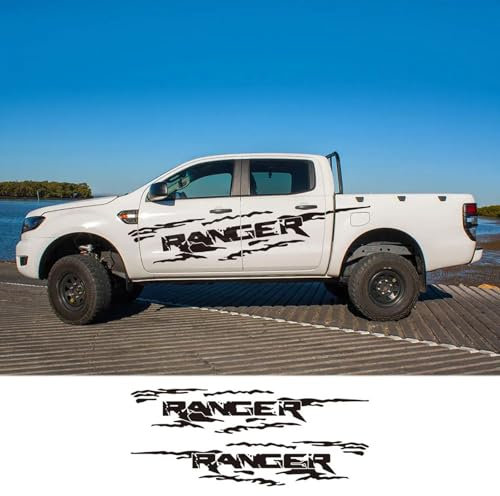 LYABYT 2 STÜCKE Off Road Auto Styling Tür Seite Aufkleber Auto Vinyl Karosserie Dekor Aufkleber Zubehör, für Ford Ranger Raptor Pickup