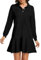 YEXPINE Polo Dress for Women Long Sleeve Ruffle Hem Golf Tennis Workout Dress Fall Mini Dresses, Black, L