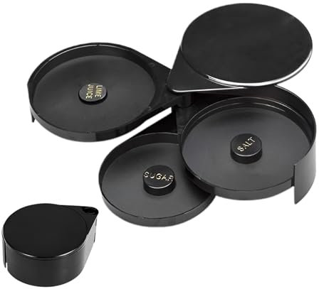 Rimmer de vidrio, barra de sal y azúcar Rimmer | Salero Margarita Negra con 3 Niveles - Salter de borde de cóctel, bordeador de vidrio de barra, herramientas de barman para una mejor