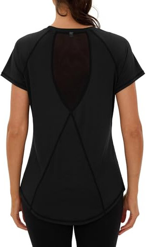 Terecey T-Shirt Sport Femme à Manches Courtes Tee Shirt Maille Col Rond Séchage Rapide Tops de Sport Femme pour Jogging Fitness Yoga