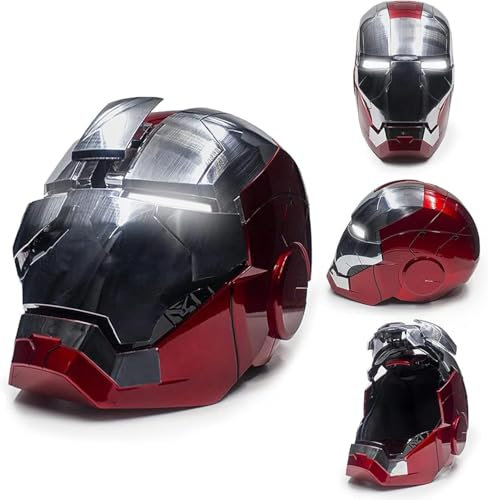 VIERNRG Iron-Man Helmet Electronic Mark 5 Helmet Wearable Iron-Man Helmet with Sounds & LED Eyes Iron-Man S𝐮perhe𝐫𝐨 Movie 1:1 Model Wearable Movie Prop Replica Christmas