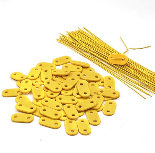 SMKGNOME Lot de 50 Fixation Brise Vue - Serre-câbles pour Filet d'ombrage, Pare-Vue, Filet de Protection de clôture (Yellow)