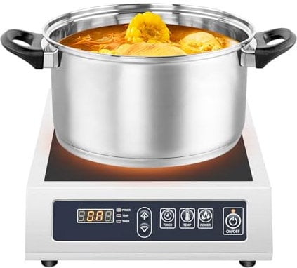Placa de inducción, 3500 W, 35 cm, cocina eléctrica de inducción, 75 kg, grande, profesional, placa de inducción, 1 placa para diámetro de 12 – 30 cm, acero inoxidable, esmaltado, ollas de hierro