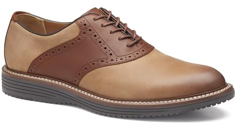 Johnston & Murphy Men's Upton Saddle Lace-Up Oxford Shoe, Tan Oiled/Tan Full Grain Leather, 9.5 M