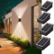 JBdusn Solarlampen für Außen, 【4 Stück】 Warmweiß Solar Wandleuchte Aussen Up and Down Leuchten Wasserdicht LED Aussenleuchte, Solar Zaunbeleuchtung für Außenwandleuchten Garten,Treppe,Terrasse
