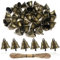TOAOB 40 Stück Bronze Glöckchen zum Basteln Vintage Glocken 22 mm Metallglöckchen Mit 1 Rollen Hanfseil für Windspiele Machen Handwerk Urlaubsdekoration Weihnachtsglocken Haustierglocken
