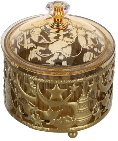 DONFAMDS Eid Mubarak Süßigkeiten Aufbewahrungsglas Aus Eisen Und Kunststoff Dekorativer Snackbehälter Für Feierlichkeiten Und Zuhause Für Festlichkeiten Und Gesellige Zusammenkünfte