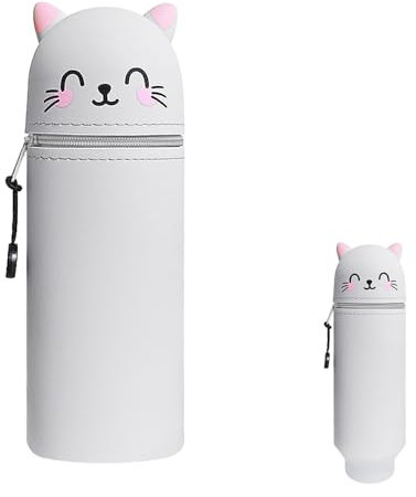 HIQE-FL Stand up Federmäppchen,Silikon Federmäppchen,2-in-1 Weiche Silikontasche,Tier Stifthalter,Cartoon Federmäppchen,Federtasche aus Weichem Silikon für Stifte