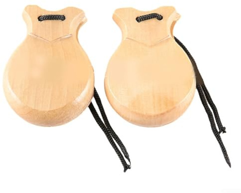 Jonikuper Spanische Kastagnetten-Set für erwachsene Anfänger, 2 Paar Holz-Kastagnetten, Hand-Percussion-Musikinstrument, für Musikunterricht und Aufführungen (Holz)