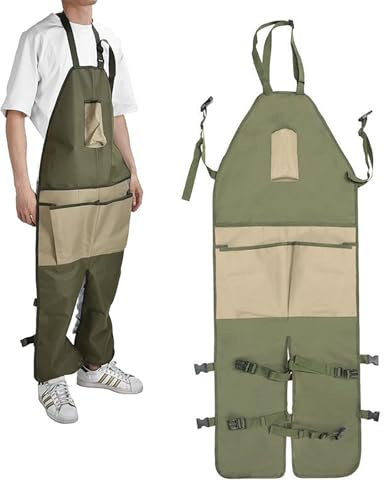Générique Tablier de Jardinage Long Imperméable avec Poches – Tissu Oxford Durable 600D, Protection des Jambes, Boucle Réglable, Tablier Outils de Jardin, Bricolage & Menuiserie (Kaki)