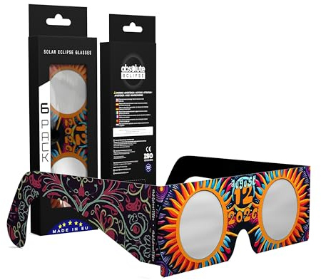 Absolute Eclipse Sonnenfinsternis Brille 2026 zum Sehen der Sonnenfinsternis - ISO 12312-2 CE Zertifiziert - 12. August 2026 - Erwachsene Kinder - EU Hersteller Anerkannt AAS - 55+ Designs