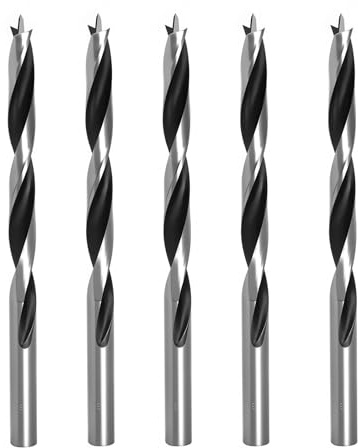TIBOO DAY Brad Point Wood Drill Bits 3mm (1/8) Brad Point Drill, 5 Pcs | Carbon Steel, Double Flutes Design Metric Brad Point Drill Bits for Woodworking Soft & Hard Woods MDF Acrylic