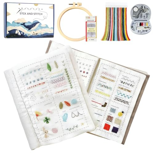 Zinueen Sticken Set Erwachsene & Anfänger, Umfassendes Stickset mit Vorlagen, Stickrahmen, Garn - Kreatives DIY Embroidery Kit für Entspannung und Handarbeit