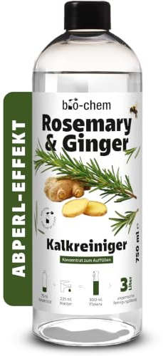 bio-chem Kalkreiniger Konzentrat Rosemary & Ginger 750ml | Für bis zu 3L Reinigungslösung | gegen Kalk & Wasserflecken in Bad und Dusche