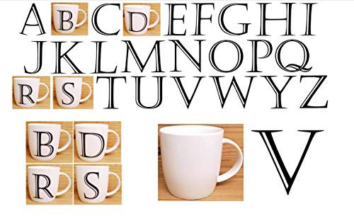 Personalised V Mug Fine China Boston 12 oz Alphabet Letter A-Z Hand Decorated in UK
