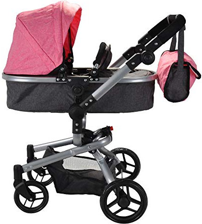 Puppenwagen Classic Angel 2in1 (Lachsrosa - Grau)