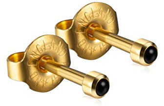 Caflon Official Blu Ear Piercing Studs Gold Black Cabachon (1 Pair)