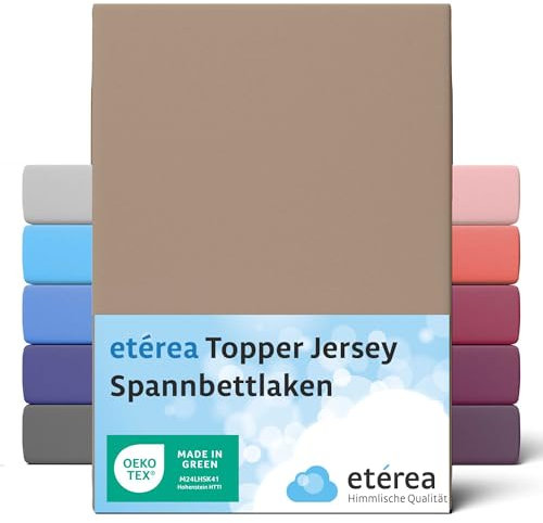etérea Jersey Topper Spannbettlaken 140x200-160x200 cm Taupe für 5-10 cm Steghöhe 100% Baumwolle - Oekotex Spannbetttuch Matratzen Bett Bezug - Bettlaken 140x200cm - 160x200cm Braun