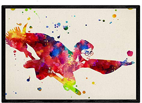 Nacnic Rahmenblatt Harry Potter. Poster Aquarellstil. Lamina mit Bildern des Films Harry Potter, Größe A4.