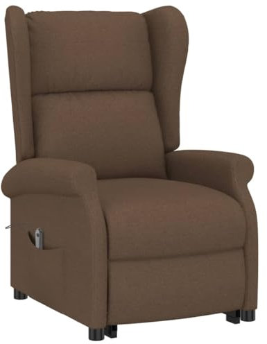 vidaXL Aufstehsessel Elektrisch Sessel mit Aufstehhilfe Liegesessel Fernsehsessel Relaxsessel TV Ruhesessel Polstersessel Braun Stoff