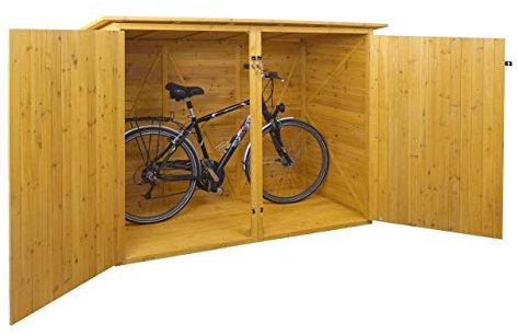 Mendler 1er-Fahrradgarage HWC-H60, Fahrradbox Geräteschuppen Gerätehaus, MVG abschließbar 152x184x98cm - braun