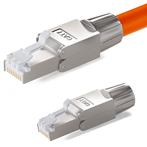 hb-digital 2x Conector RJ45 CAT 7 sin Herramientas Para Cable de Red Ethernet LSA compatible con CAT 6a CAT 6 CAT 5e 10 Gbps 600 MHz para Cable de Instalación LAN DSL Carcasa Metálica