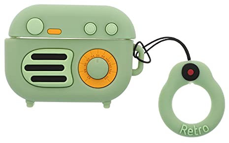 PartyKindom Case Für Kabellose Ohrhörer Hochwertigem Silikon Kompatibel Mit Kopfhörern Mit Praktischem Tragegriff Vintage-Radio-Design Schutz Vor Wasser Und Verschmutzungen Aussparung Für Lade